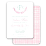 Pink Watercolor Half Laurel Wreath Girls Baby Shower Invitation