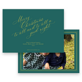 Chartreuse & Forest Green "Merry Christmas To All" Landscape Holiday Card