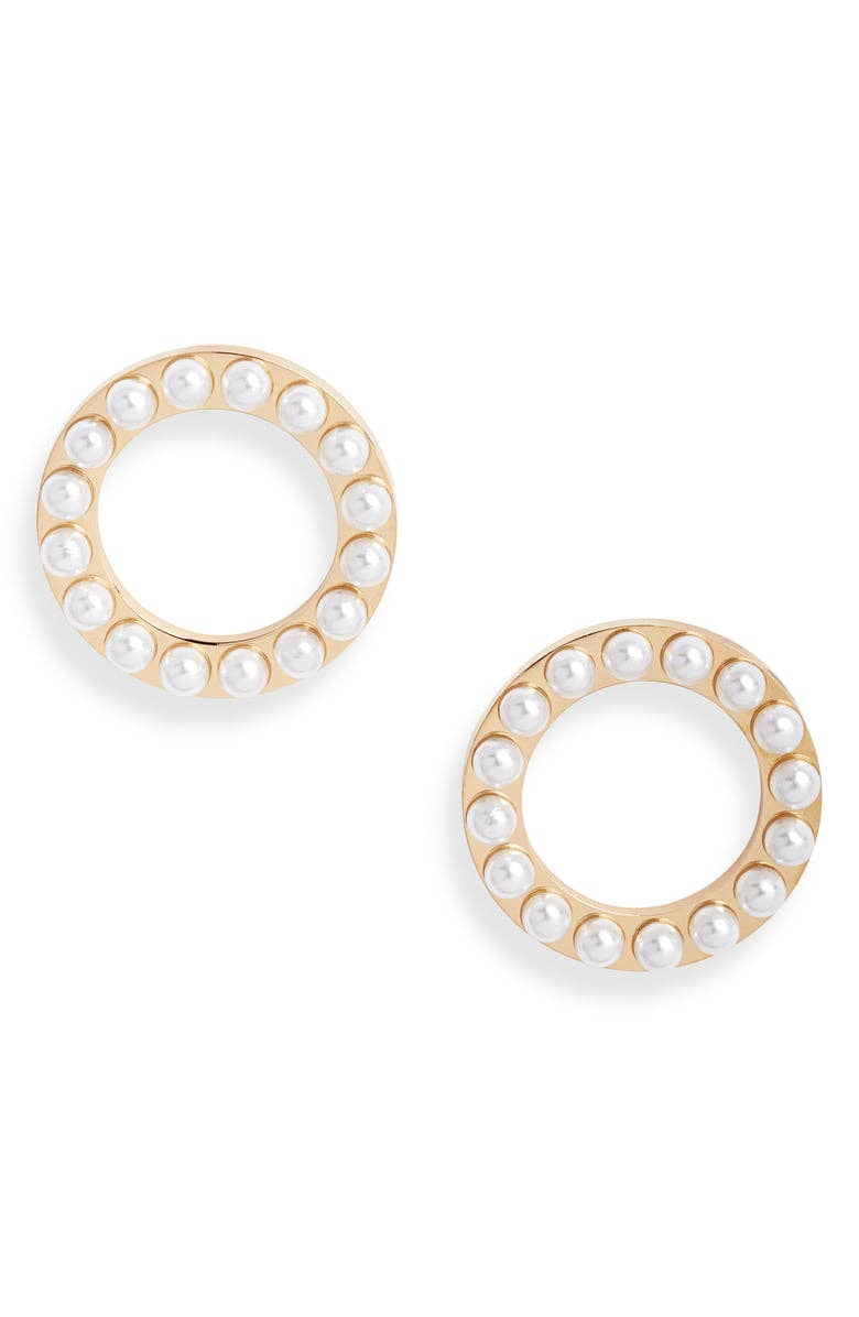 Structured Pearl Hoop Stud Earrings by Knotty Accessories