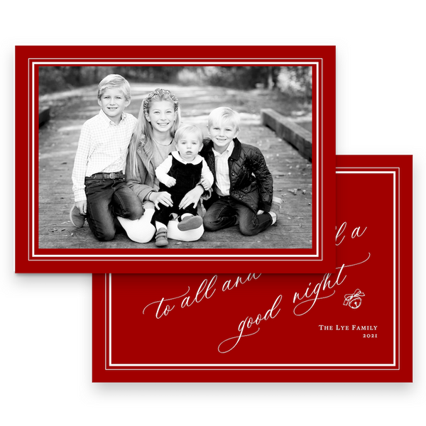 Red "Merry Christmas to All and to All a Good Night" Landscape Holiday Card