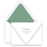 Watercolor Red Berry Pine Garland with Lattice Border & Back Portrait Holiday Card