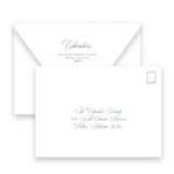 Watercolor Red Berry Pine Garland with Lattice Border & Back Portrait Holiday Card