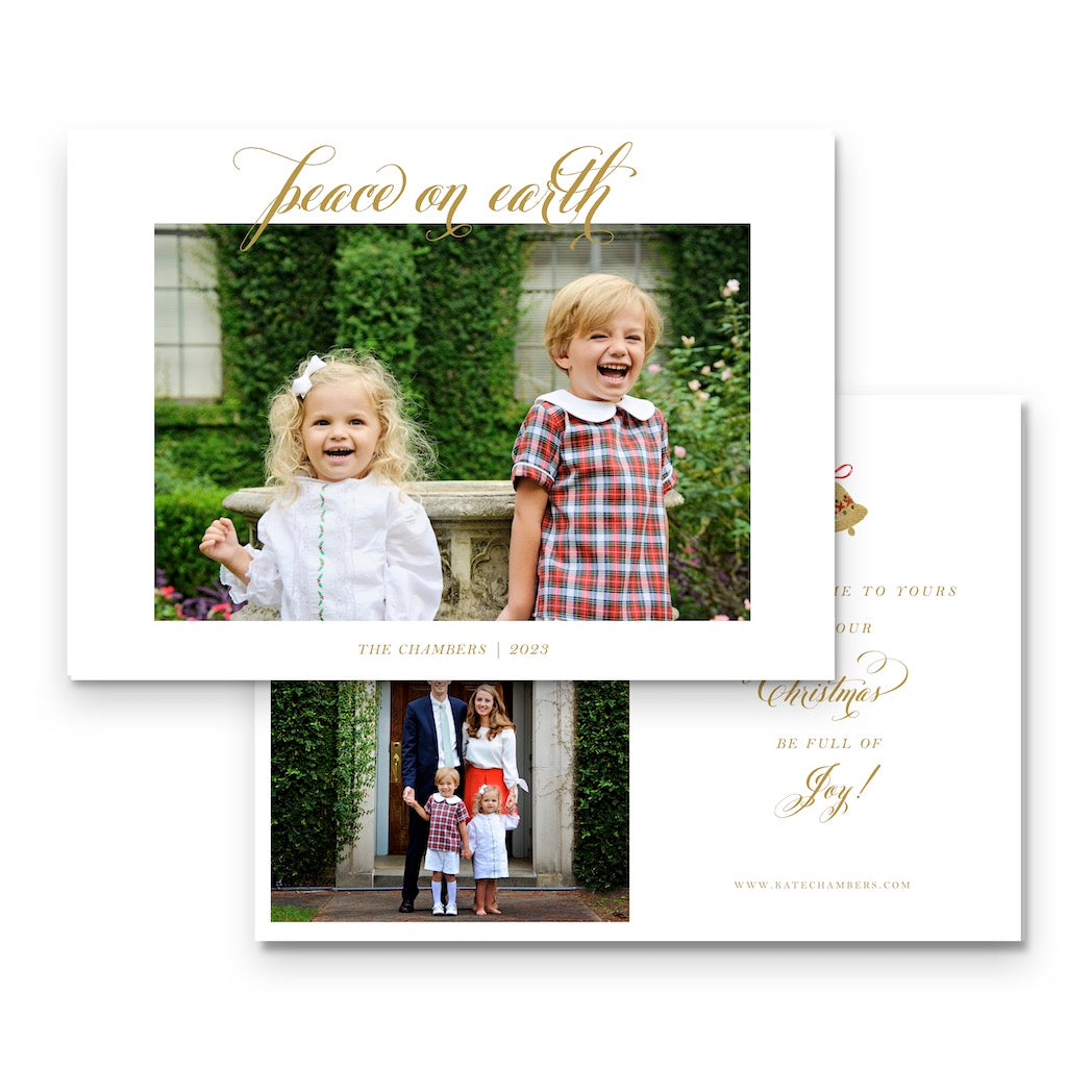 Gold "Peace on Earth" Landscape Holiday Card