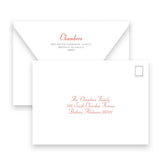Watercolor Red & Gray Choo Choo Train Portrait Holiday Card