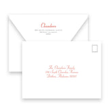 Watercolor Red & Gray Choo Choo Train Landscape Holiday Card