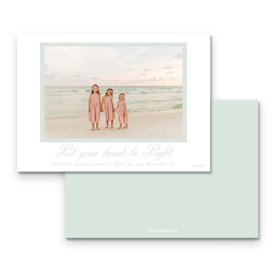 Simple Let Your Heart Be Light Mint Landscape Holiday Card