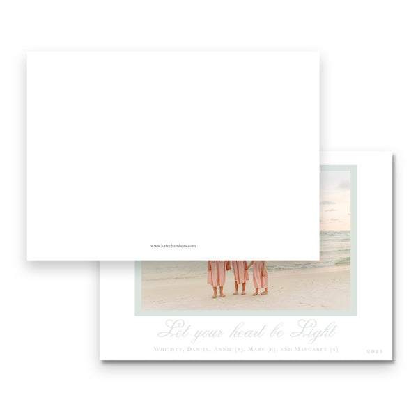 Simple Let Your Heart Be Light Mint Landscape Holiday Card