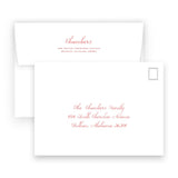 Pink & Red Berry Leaf Border with Back Design Landscape Holiday Card