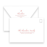 Pink & Red Berry Leaf Border with Back Design Landscape Holiday Card