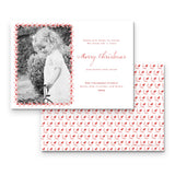 Pink & Red Berry Leaf Border with Back Design Landscape Holiday Card