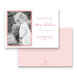 Pink & Red Berry Leaf Border Landscape Holiday Card