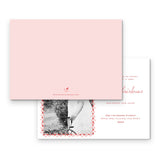 Pink & Red Berry Leaf Border Landscape Holiday Card