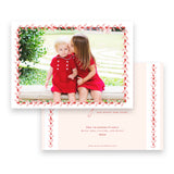 Pink & Red Berry Leaf Border Landscape Holiday Card