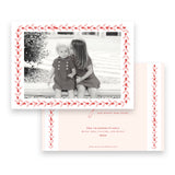 Pink & Red Berry Leaf Border Landscape Holiday Card