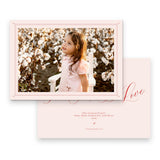 Red and Pink "Peace, Joy, Love" Landscape Full Picture Holiday Card