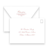 Red and Pink "Peace, Joy, Love" Portrait Full Picture Holiday Card