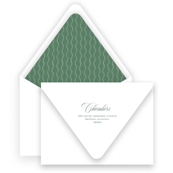 Green Double Wavy Border Landscape Full Picture Holiday Card