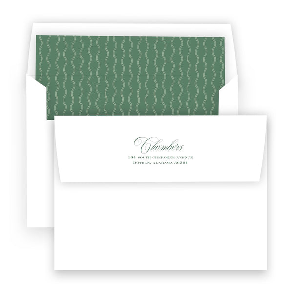 Green Double Wavy Border Landscape Full Picture Holiday Card