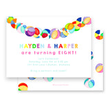 Beach Ball Banner Birthday Party Invitation