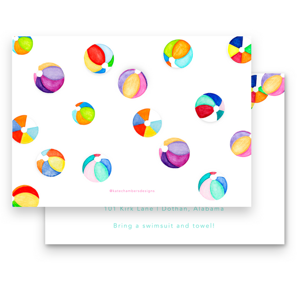 Scattered Beach Ball Birthday Party Invitation