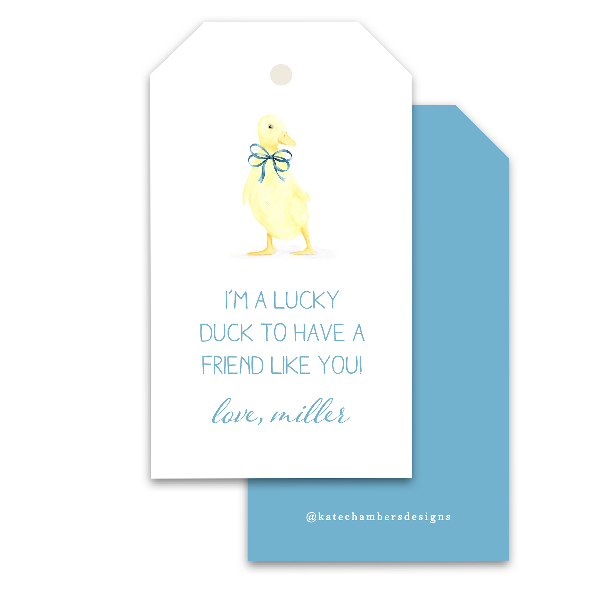 Blue Lucky Duck Valentine's Day Gift Tag