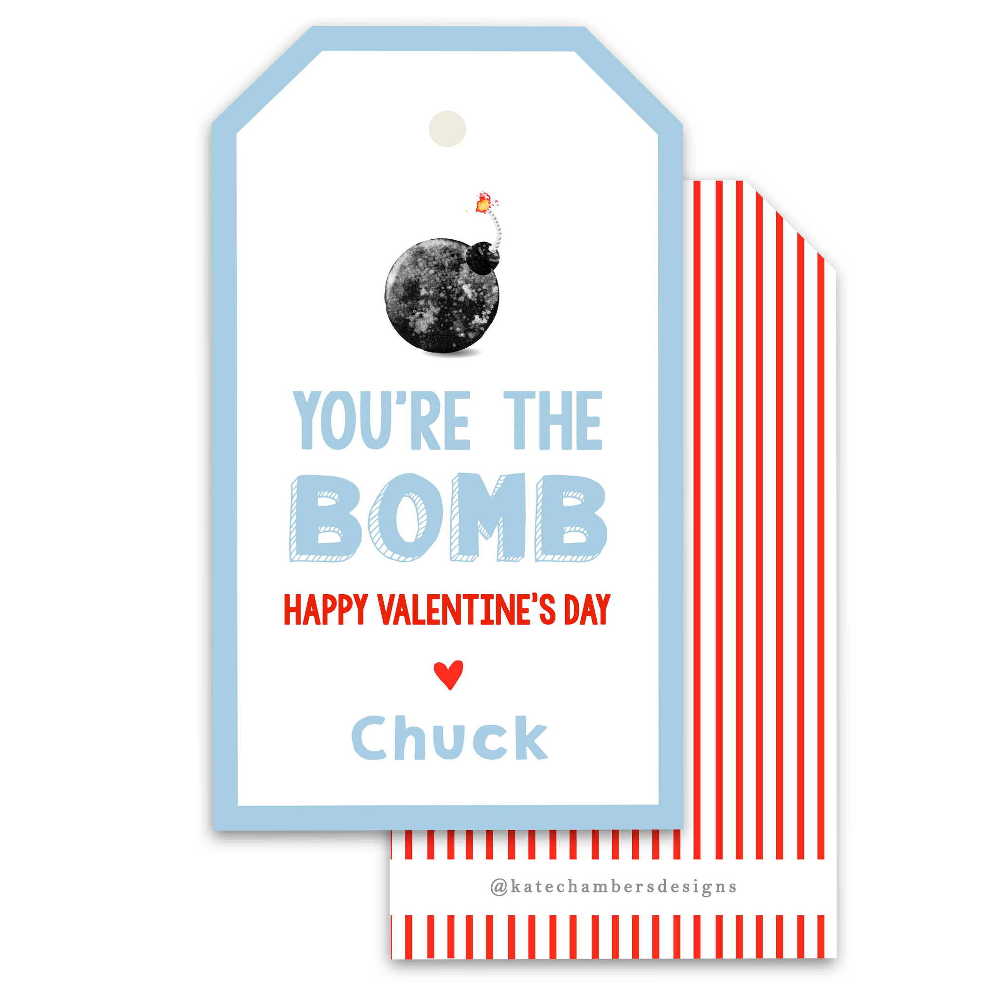 You're The Bomb (Blue) Valentine's Day Gift Tag