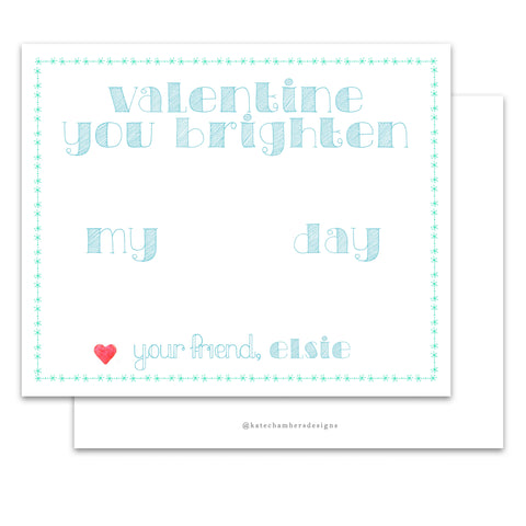 Brighten My Day Valentine's Day Card in Blue