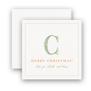 Sketch Style Family Monogram Holiday Enclosure Card
