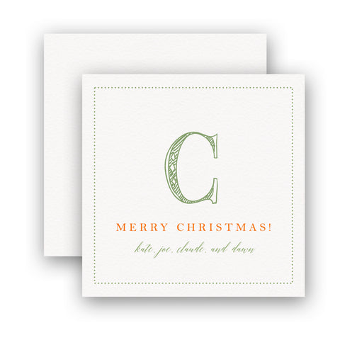 Sketch Style Family Monogram Holiday Enclosure Card