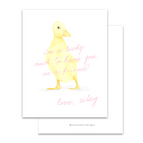 Pink Script Lucky Duck Valentine's Day Card