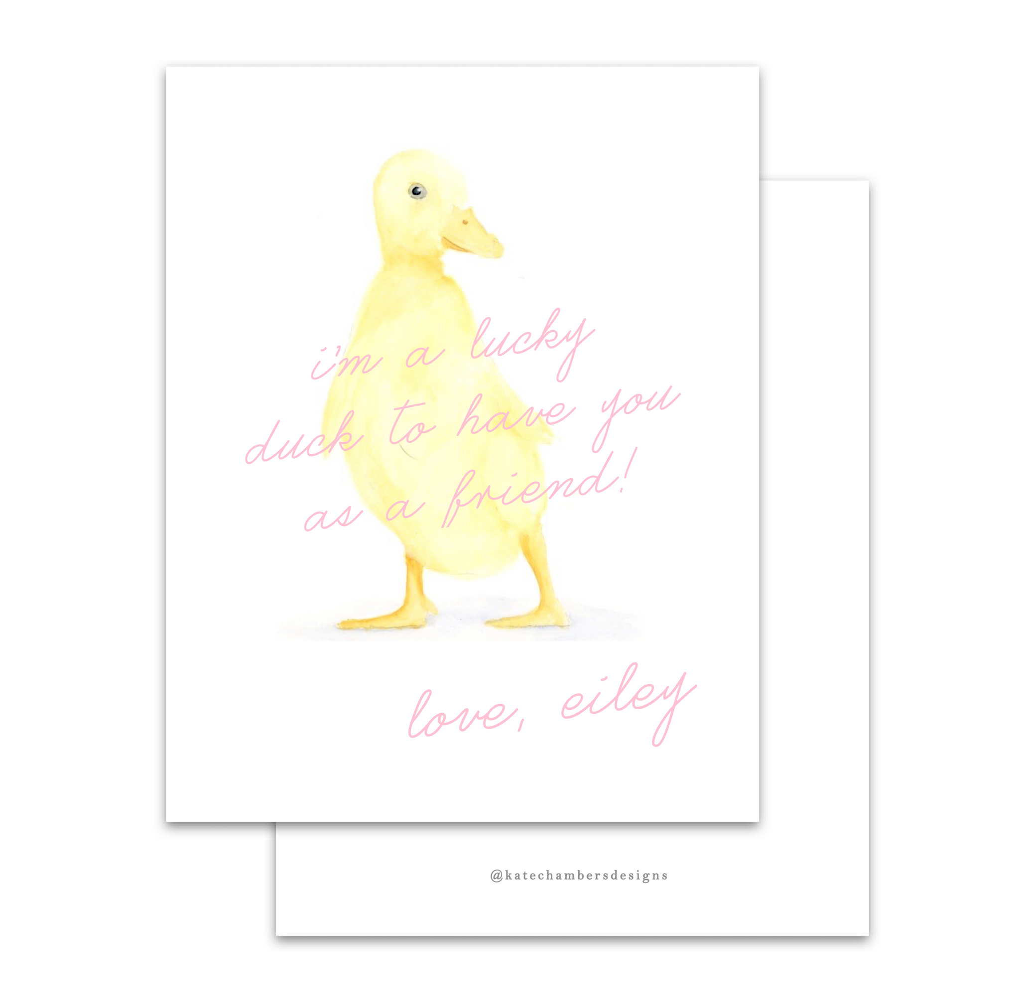 Pink Script Lucky Duck Valentine's Day Card