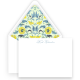 Floral Mint Flourished Lined Women's Stationery