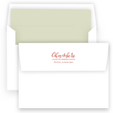 Red & Light Green Loop Border Landscape Merry Christmas Holiday Card