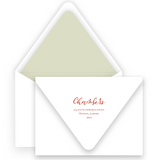Red & Light Green Loop Border Landscape Merry Christmas Holiday Card