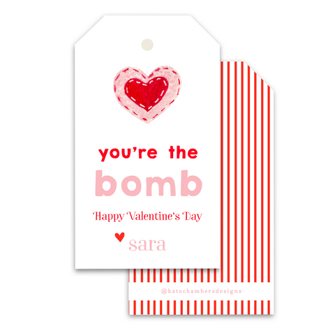 You're the Bomb Pink Heart Valentine's Day Gift Tag
