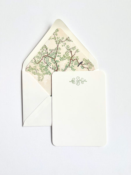 Watercolor Chinoiserie Lined Women's Stationery