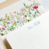 Watercolor Floral Lined Square Flap Women's Stationery