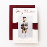 Deep Red Ribbon Wrap Holiday Card