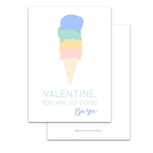 3 Scoop Ice Cream Cone Valentine's Day Card