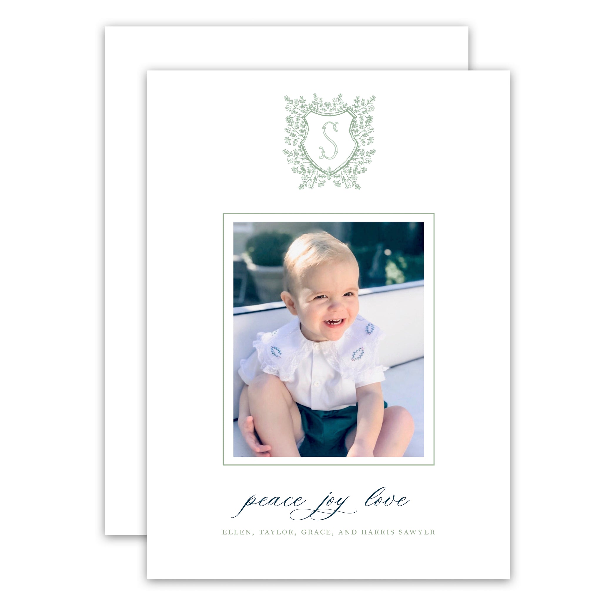 Family Monogram in Crest Holiday Card