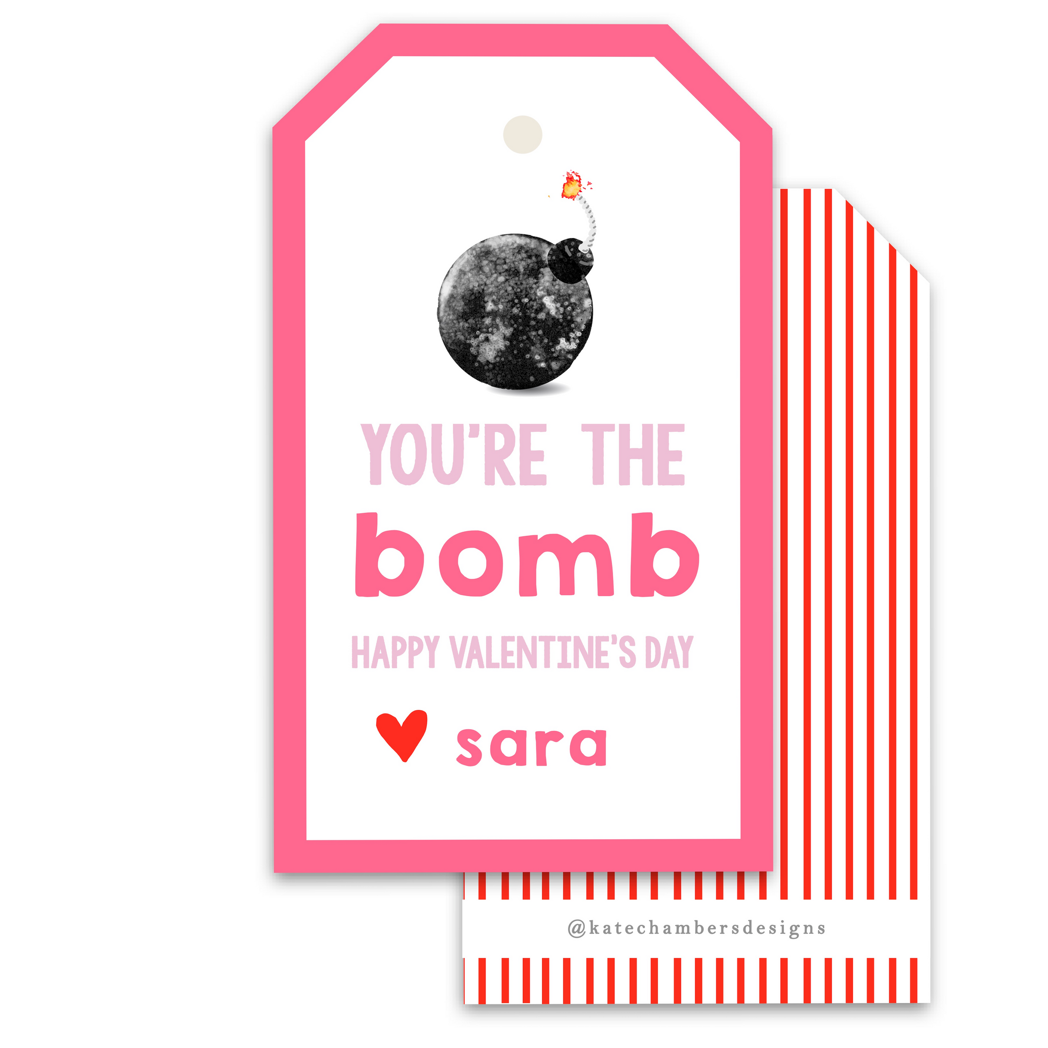 You're The Bomb (Pink) Valentine's Day Gift Tag