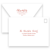 Red & Light Green Loop Border Landscape Merry Christmas Holiday Card