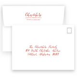 Red & Light Green Loop Border Landscape Merry Christmas Holiday Card