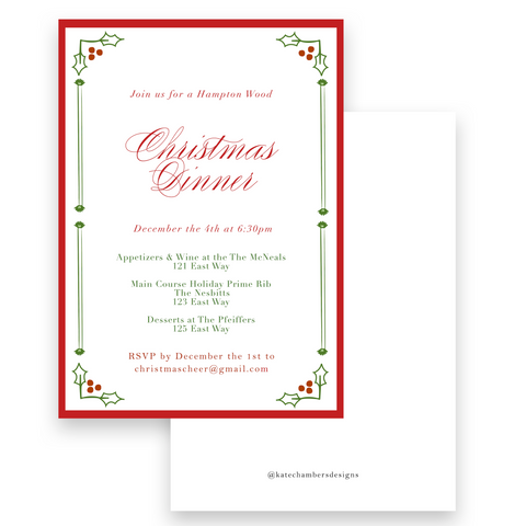 Green & Red Border Holiday Party Invitation