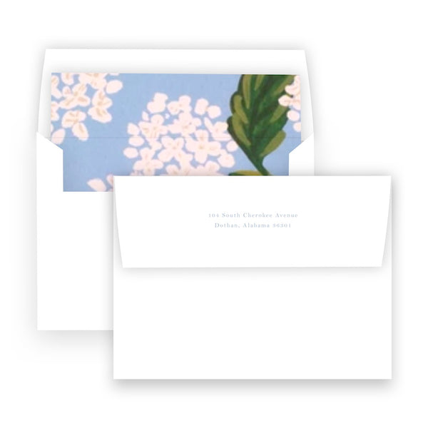 Periwinkle Blue Hydrangea Floral Lined Square Flap Women's Stationery