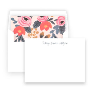 Light pink coral rose Floral Lined Square Flap Women's Stationery