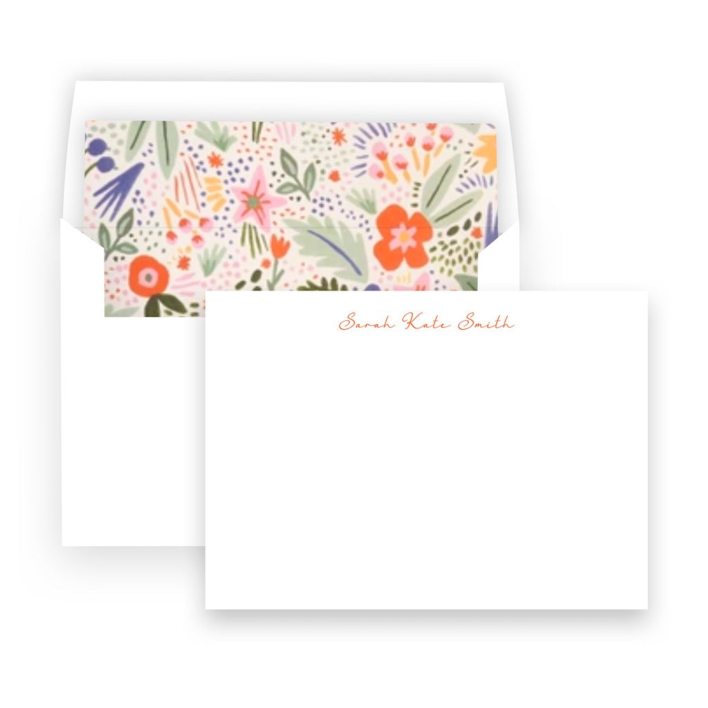 Fiesta Periwinkle Coral mint Floral Lined Square Flap Women's Stationery