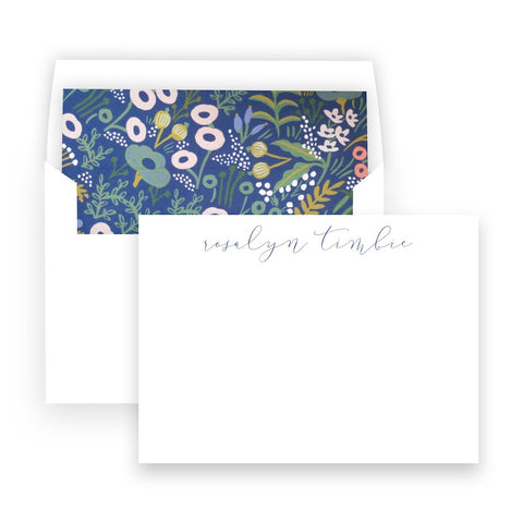Blue pink coral Floral Lined Square Flap Women's Stationery