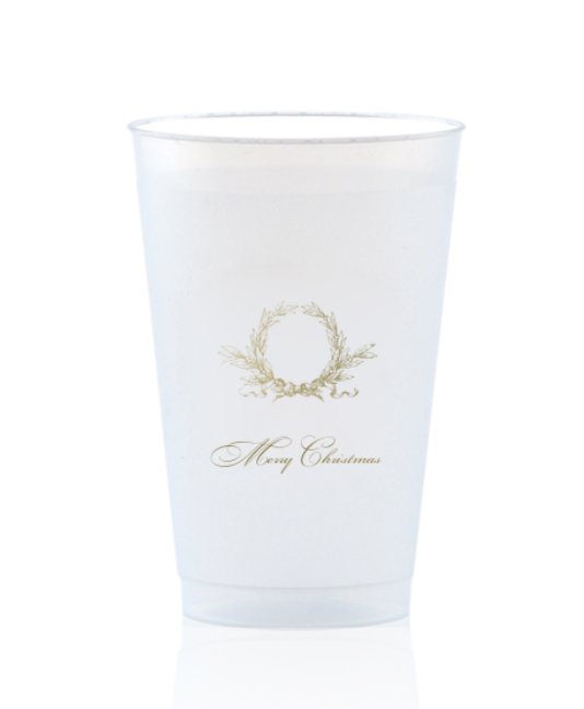 Merry Christmas gold foil printed 14oz frosted cups