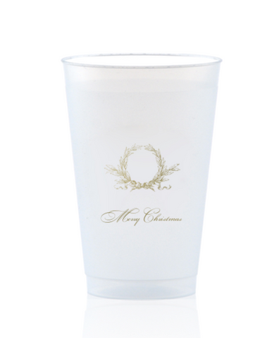 Merry Christmas gold foil printed 14oz frosted cups